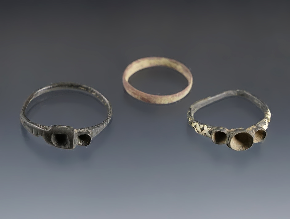Set of 3 Brass Trade Rings recovered at the Dann Site in Lima, Monroe Co., New York.