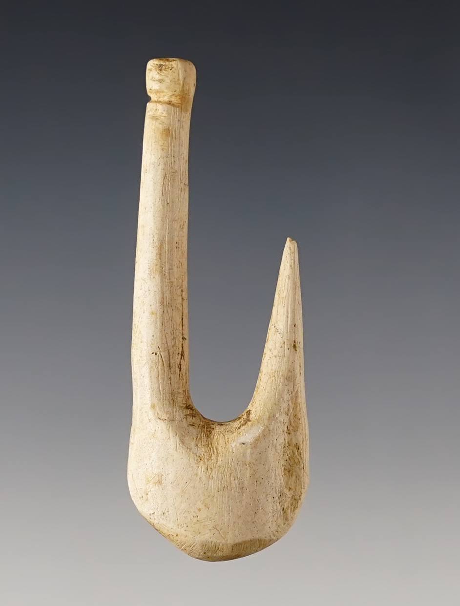 Incredibly well made 2 5/8" Bone Hook found at the Riker Site in Tuscarawas Co., Ohio. 