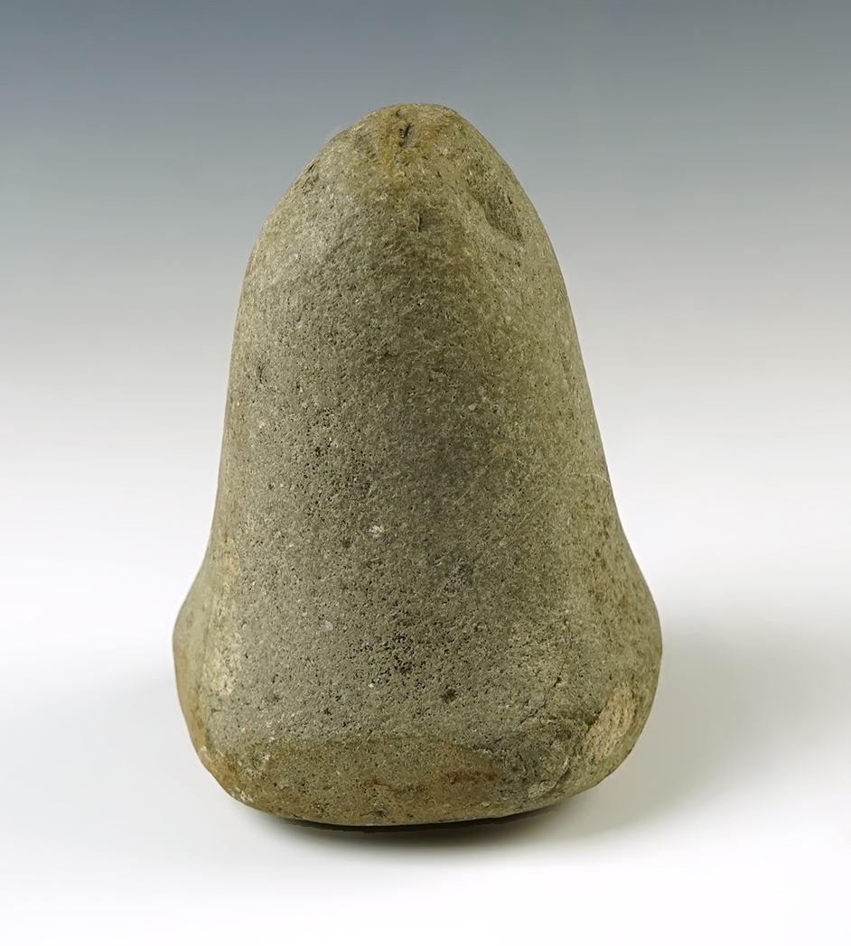 Patinated 4 1/2" Bell Pestle found in Henry Co., Ohio. Nice overall polish to the surface.