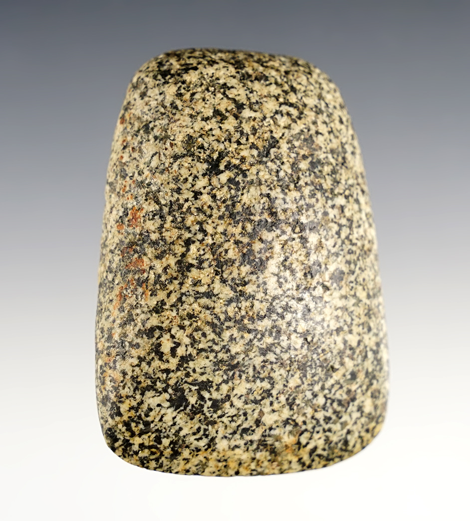 2 7/8" granite Celt with a nicely polished bit area in excellent condition. Posey County Indiana. 