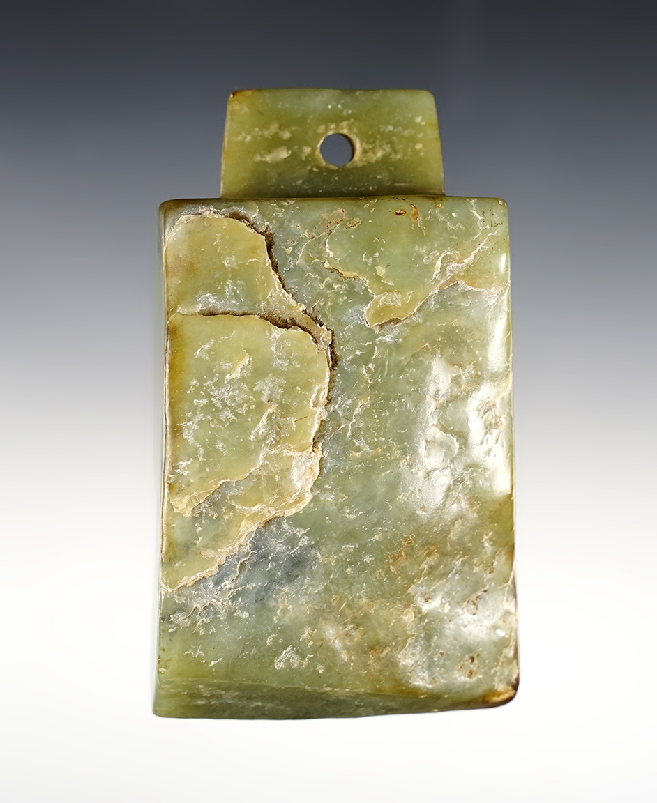 Large 4 1/4" tall Perforated piece of beautiful Jade. Recovered in Southeast Asia. 