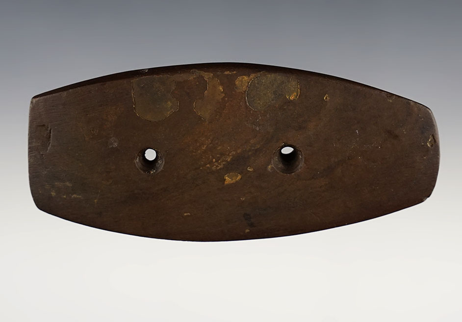 4 1/4" Gorget found in the Ohio area. The slate is starting to delaminate, but is still attached well. 