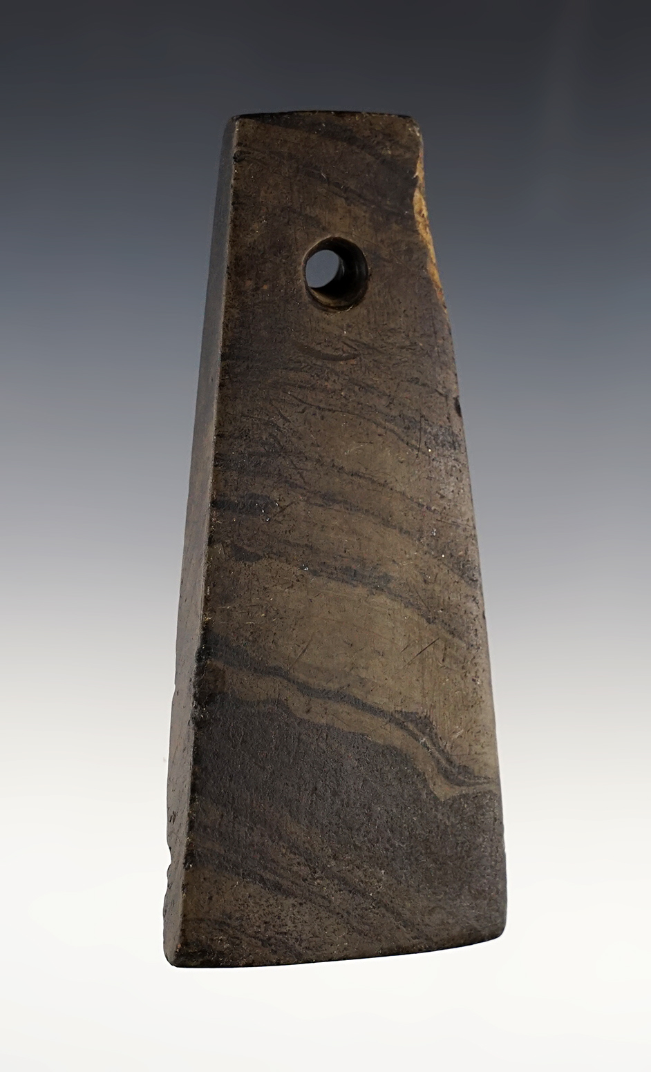 4 1/16" Bell Pendant made from green and black Mottled Slate. Found in the Ohio / Indiana area. 