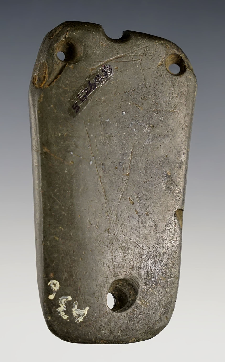 Uniquely salvaged 3 1/16" Pendant/Gorget recovered in Lake Co., Ohio. Dickey COA.