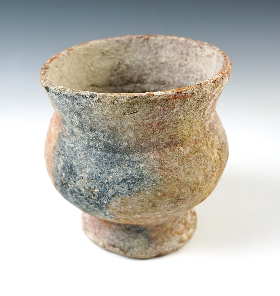 4 3/4" tall by 4 1/8" wide Ban Chiang Pottery Vessel in solid condition. Recovered in Thailand. 