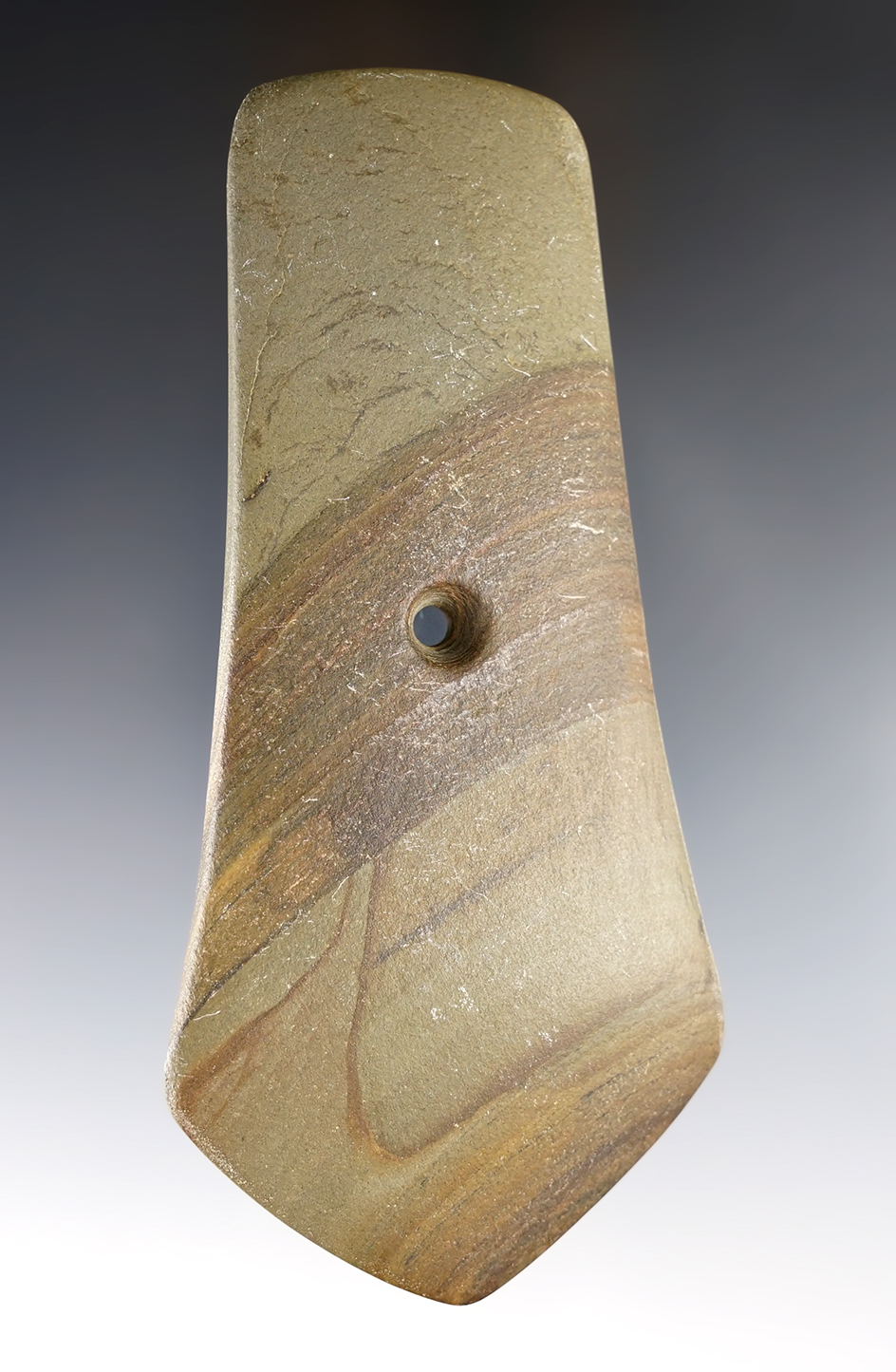 5 1/4" Hopewell Pentagonal Pendant found just east of Granville, Granville Twp., Licking Co., Ohio. 