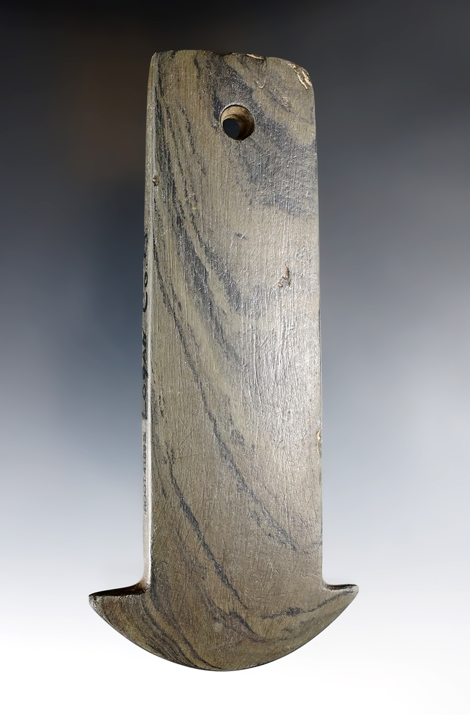 5 3/16" Adena Anchor Pendant - ancient rework to one barb. Found in Logan Co., Ohio. Ex. A.T. Wehrle