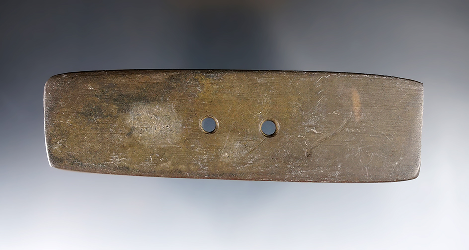 5" Hopewell Rectangular Gorget made from brown Slate. Found in Ohio. Ex. August Wehrle.