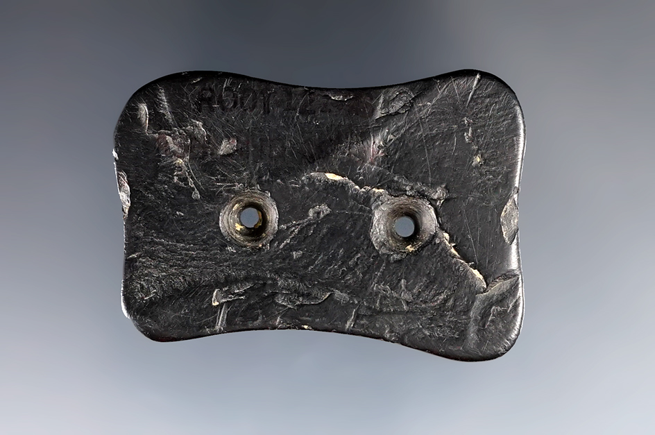 Miniature 2" Woodland Gorget made from Cannel Coal. Found in Ashland Co., Ohio. 