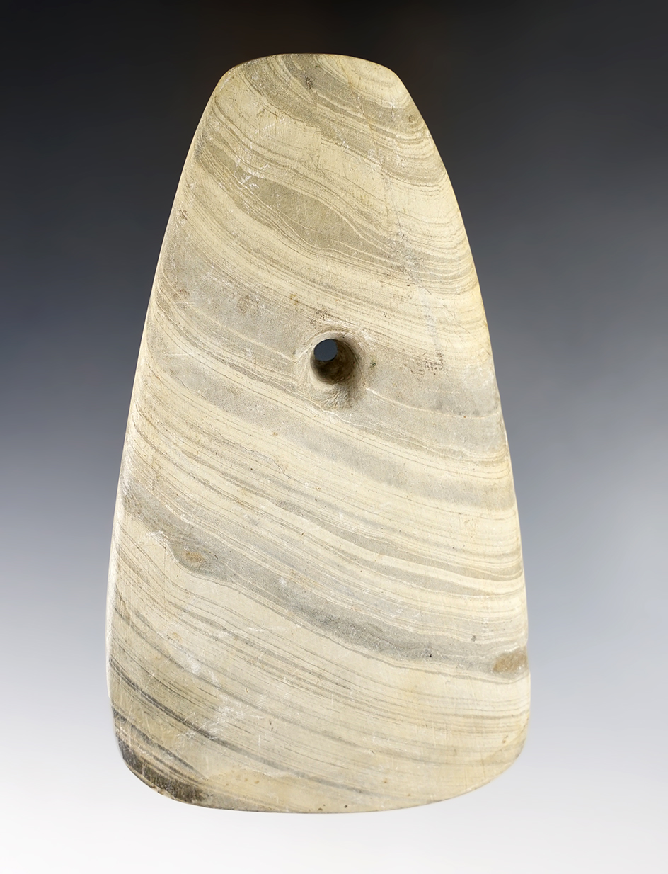 Large 4 13/16" Adena Trapezoidal Pendant -Oakland Co., Michigan.  Davis and Dickey COA's. 