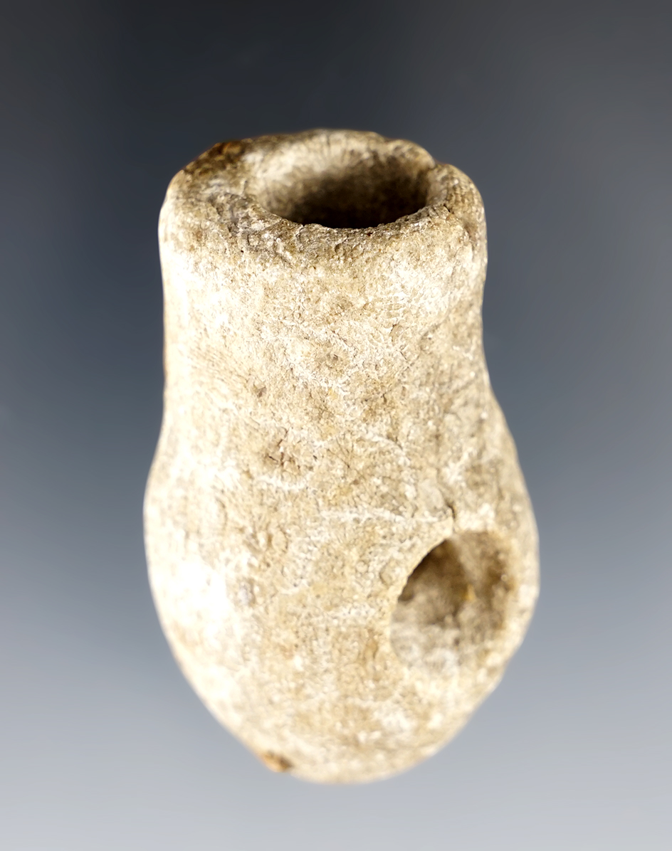 2 1/4" Late Woodland Vase Pipe made from Petoskey Stone.  Isabella Co., Michigan. Ex. B.W. Stephens 