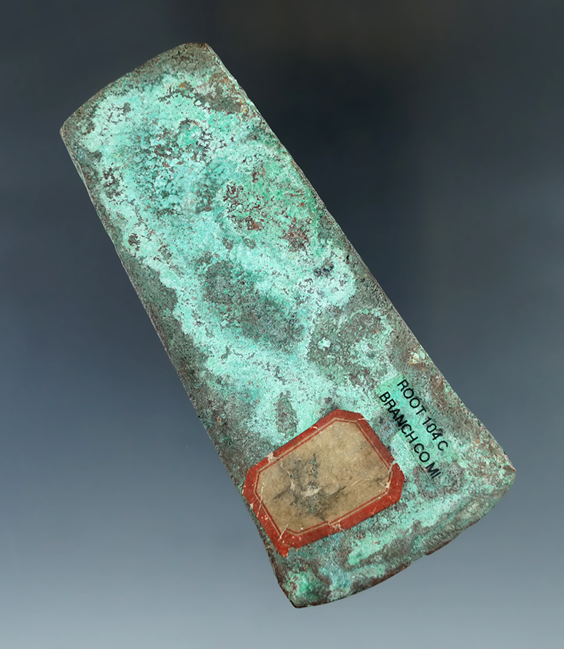 4 3/16" Hopewell Celt made from Copper, found in Branch Co., Michigan.
