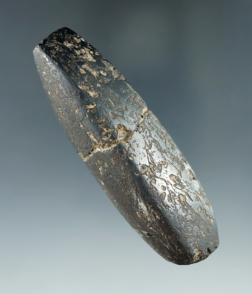 3 1/8" Adena Hematite Loafstone that has been broken and glued at the mid-section,Erie Co., Ohio.