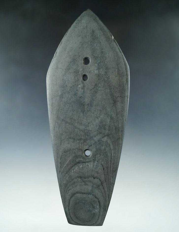 Exceptional 7 1/4" Glacial Kame Coffin Gorget - Mercer Co., Ohio. Pictured 9 times! Ex. Dr. Meuser.