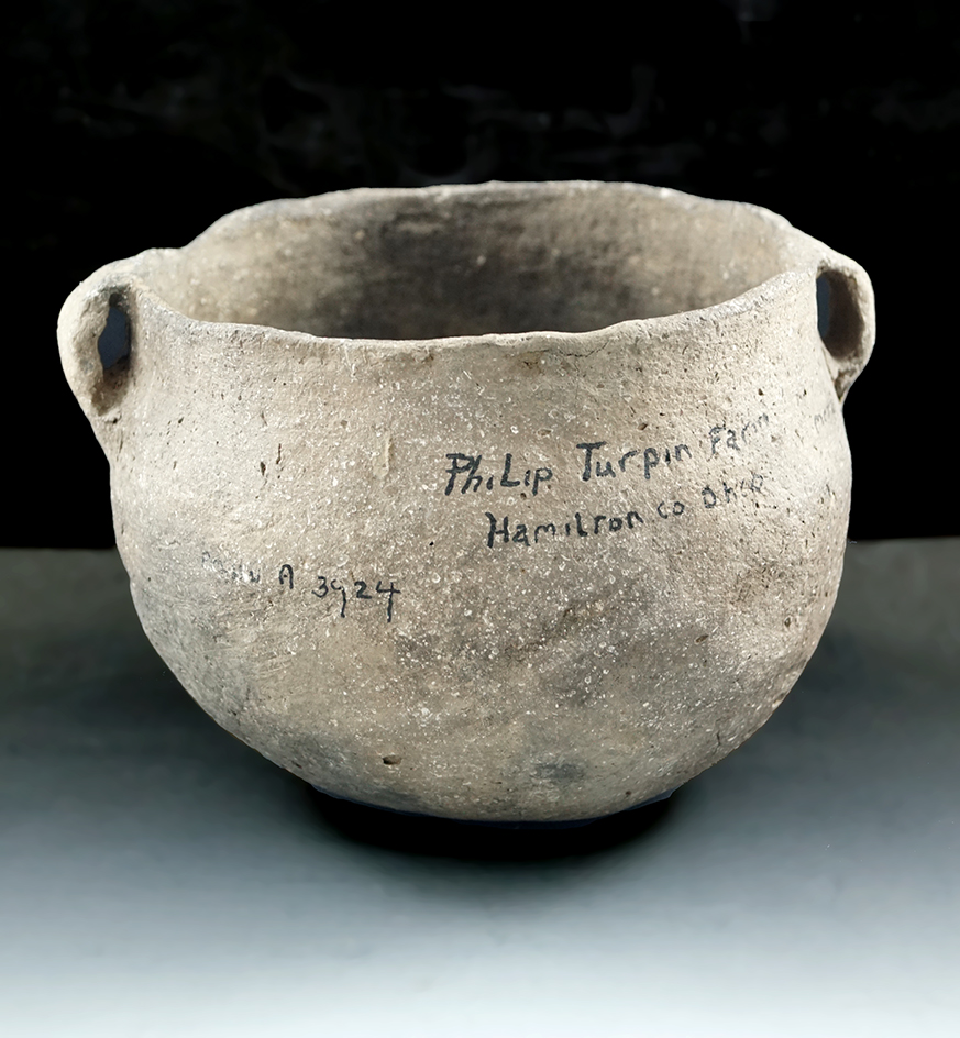 6 3/4" Ft. Ancient Pot found between 1880 & 1890 by Dr. Charles Metz on the Philip Turpin Farm, OH.