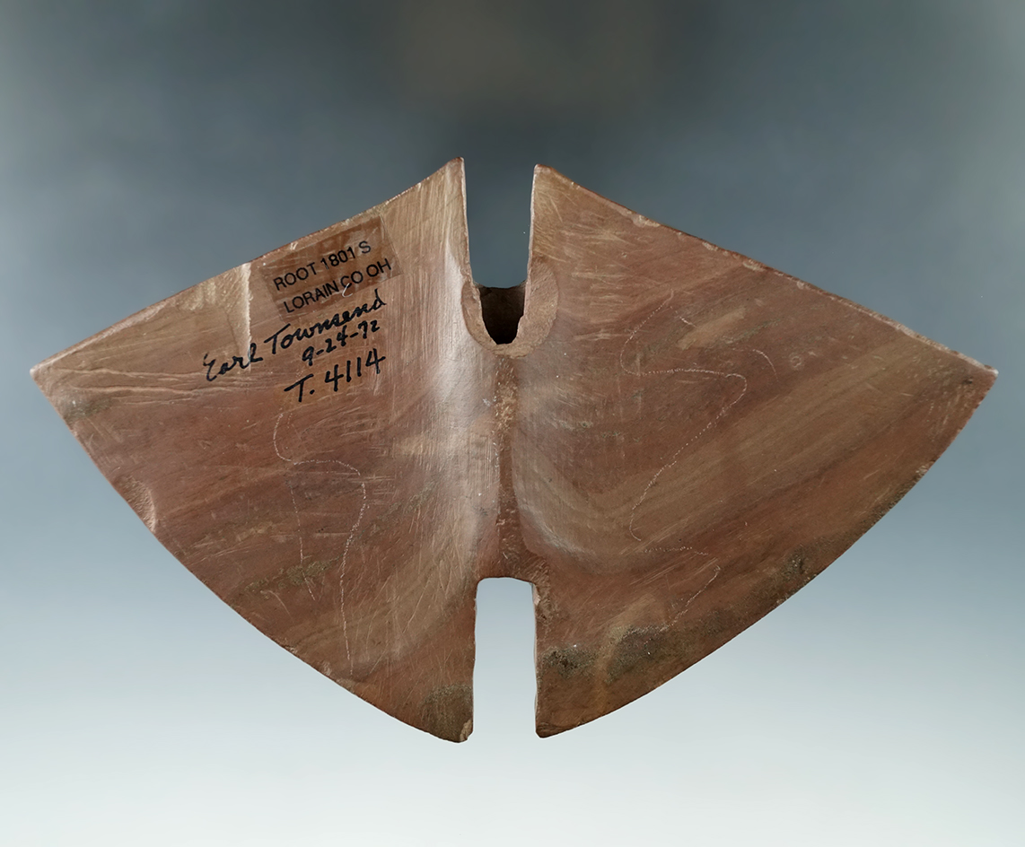 Sale Highlight, highly documented! 6 1/4" x 3 15/16" Doublenotch Butterfly Bannerstone. Pictured.