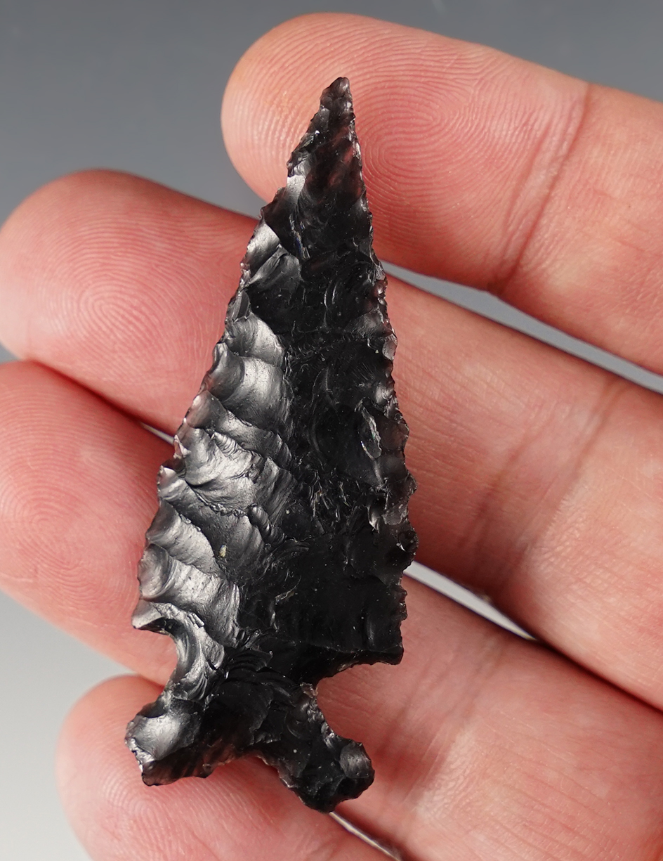 2 1/4" Elko made from Obsidian. Found in Klamath Co., Oregon in the 1950's.