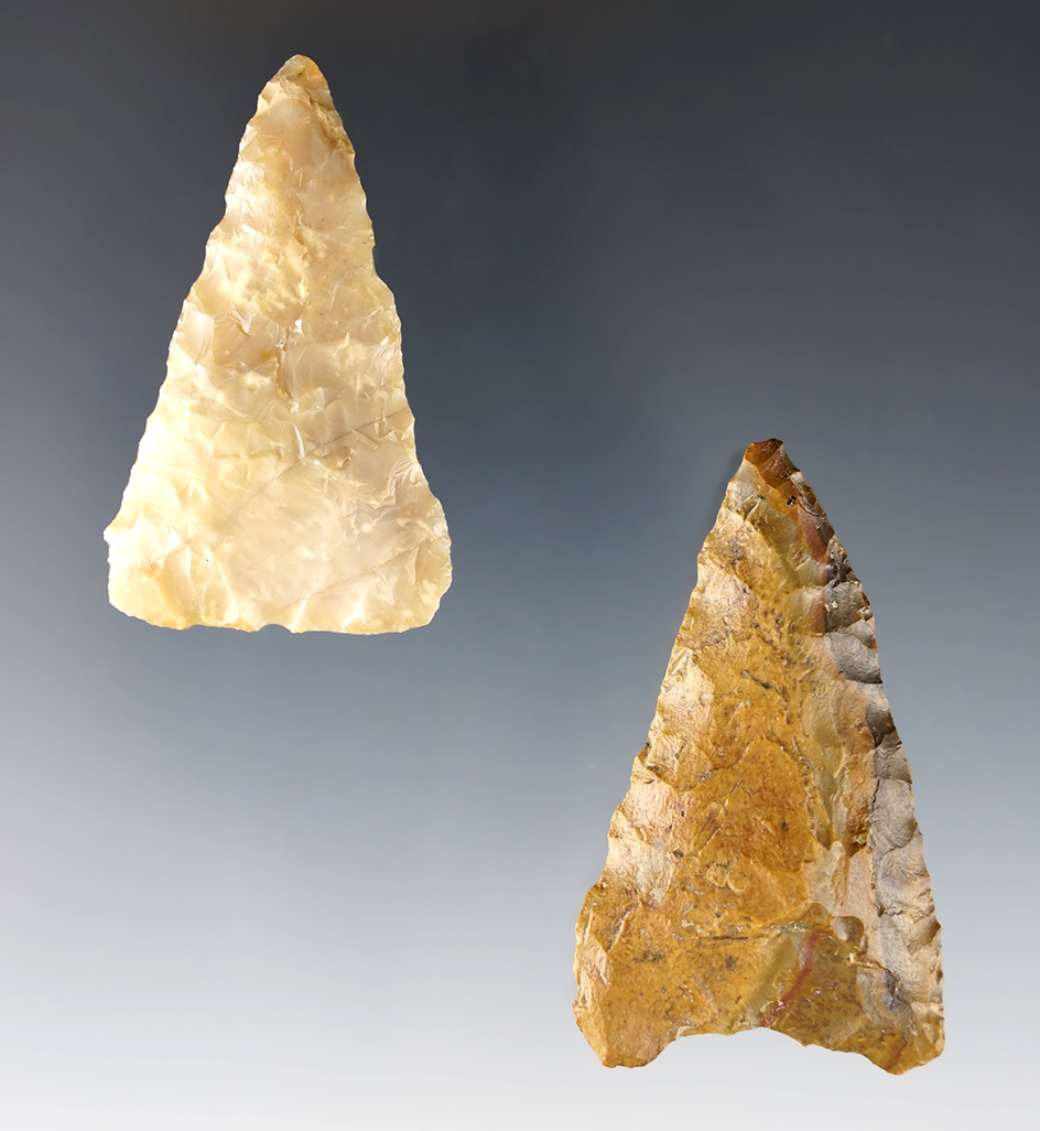 Pair of well made Points found close to the Columbia River. Ex. Wilke Museum. Largest is 2 1/8".