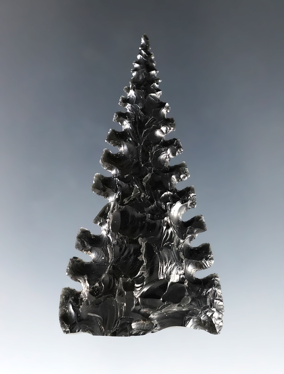 2 5/16" distal portion of an Obsidian Stockton. Found in California. Comes with a Stermer COA.