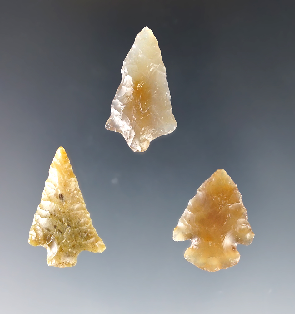 Set of 3 nice Points found close to the Columbia River. Ex. Wilke Museum. The largest is 1 1/8".
