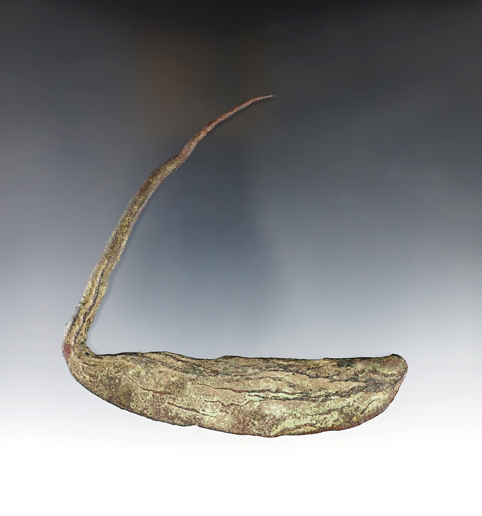 Very unique well styled rare combination tool from the old copper culture recovered in Wisconsin. 