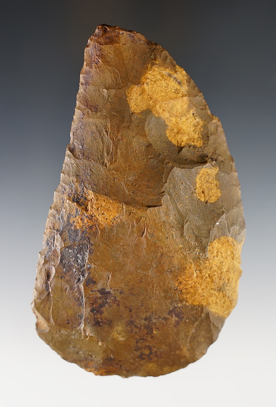 Fine 4 9/16" Paleo Uniface Knife found in Florida. Heavily patinated. Ex. Len Weidner collection.