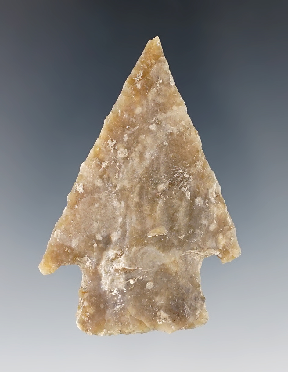 Nicely flaked 2 3/8" Texas Castroville made from Edwards Plateau Chert that is heavily patinated.