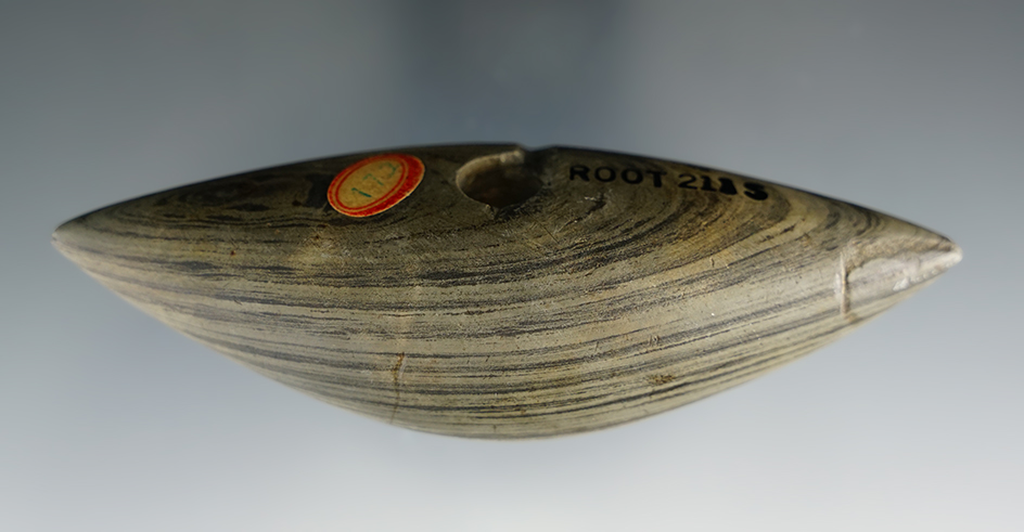 4 1/8" Archaic Pick Bannerstone found near Custer, Milton Twp., Wood Co., Ohio. Pictured!