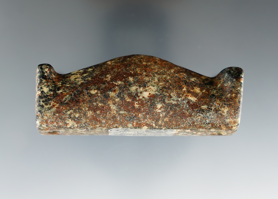 3 3/16" Adena Bar Amulet made from Granite. Found in Indiana. Ex. Len Weidner Collection.