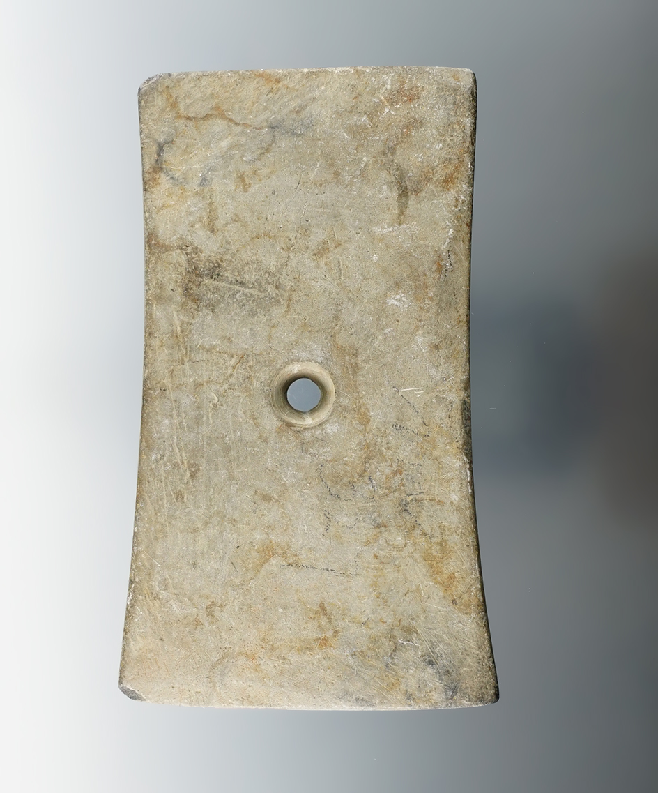 3 3/4" Adena Bell Pendant found in Washtenaw Co., Michigan. Ex. W.C. Fuelhart, Donald Beer.