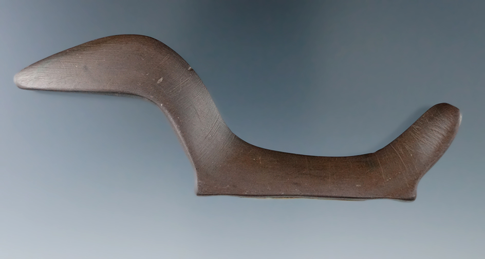 4 1/2" Glacial Kame Birdstone made from red Slate, found in Henry Co., Ohio. Pictured in Who's Who #