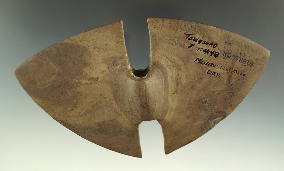 5 7/8"  Double Notch Butterfly Bannerstone - Clinton Co., Ohio. Ex. Dr. Meyers, Earl Townsend.