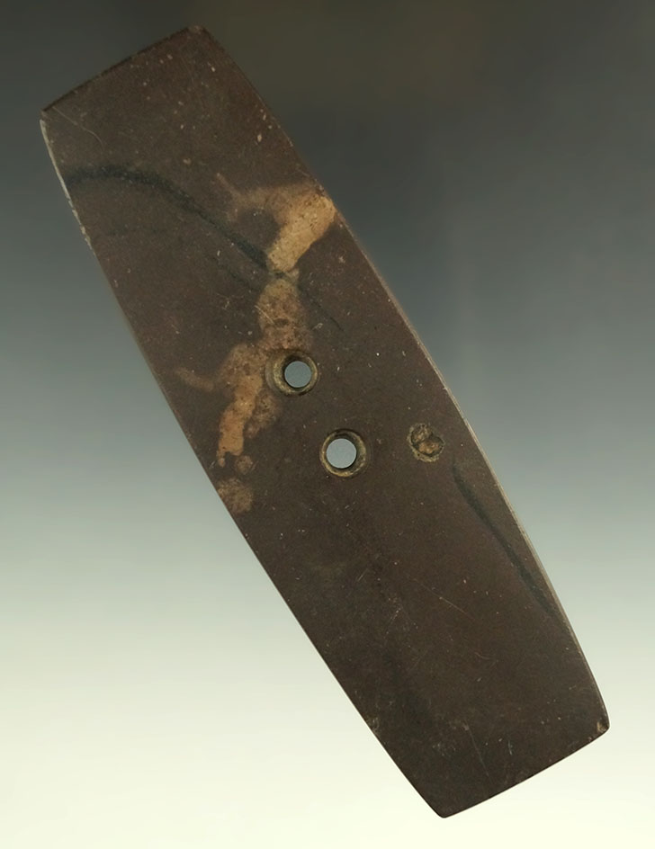 4 15/16" Hopewell Rectangular Gorget, Highland Co., Ohio. Ex. J.R. Gregg, Theron Lee. Pictured!