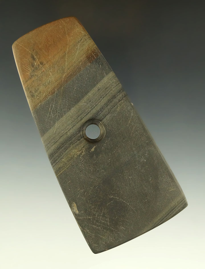 4 9/16" Adena Trapezoidal Pendant, Richland Co., Ohio. Ex. Todd Harding Collection.