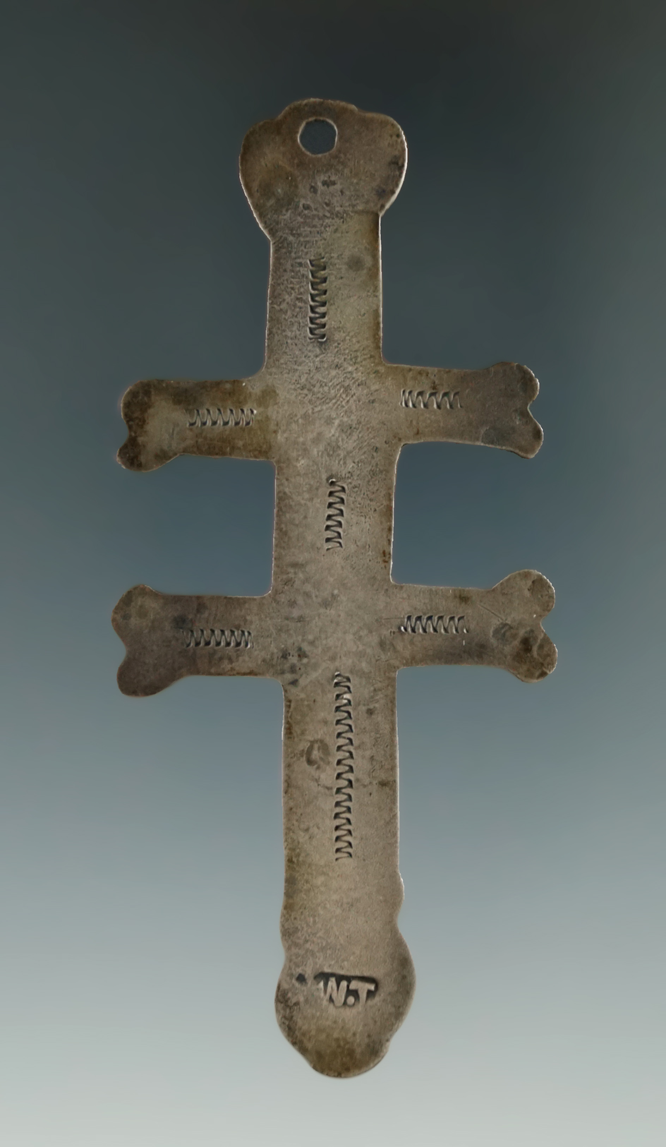 3 5/8" Silver trade cross circa 1750-1840 found in New York. Pictured in Hothem's NA Artifacts #6