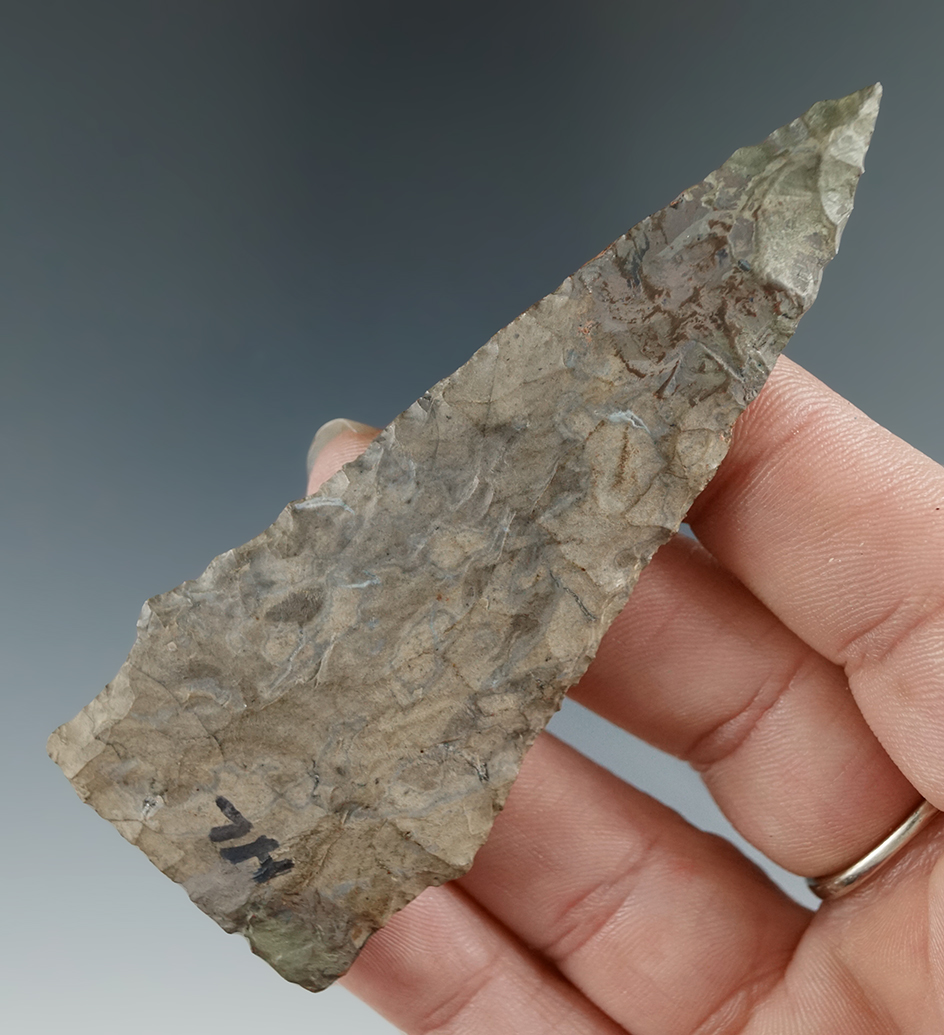 3 1/2" Stemmed Knife - restoration to 1" of tip and 1 basal corner. Allegheny Co., New York.