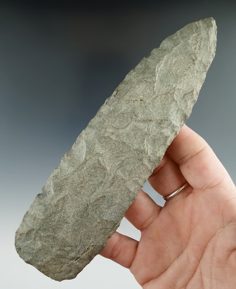 Large 6 3/8" Lanceolate  Blade made from rhyolite found near the New York/Connecticut border.