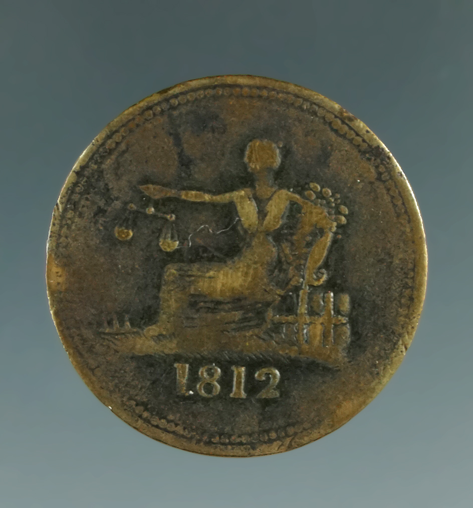 Pictured! 1 1/16" 1812 Canada half-penny  found on a site in New York.