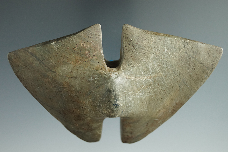 Pictured! 4 1/8" Double Notched Winged Bannerstone  found near Savannah, Montezuma, NY.