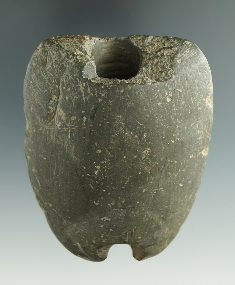 3 3/16" slate Single Notched Ovate Bannerstone found in New York.