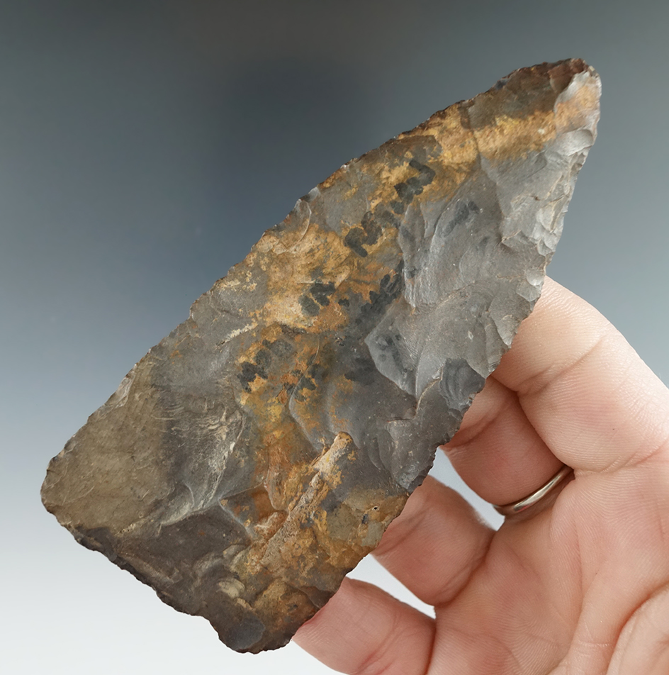 4 3/16" Triangular Blade with nice river patina found in New York.