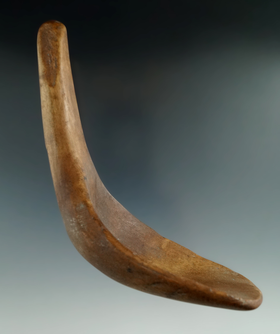 Well fashioned and heavily patinated 5" tall Iroquois wooden spoon found in New York.