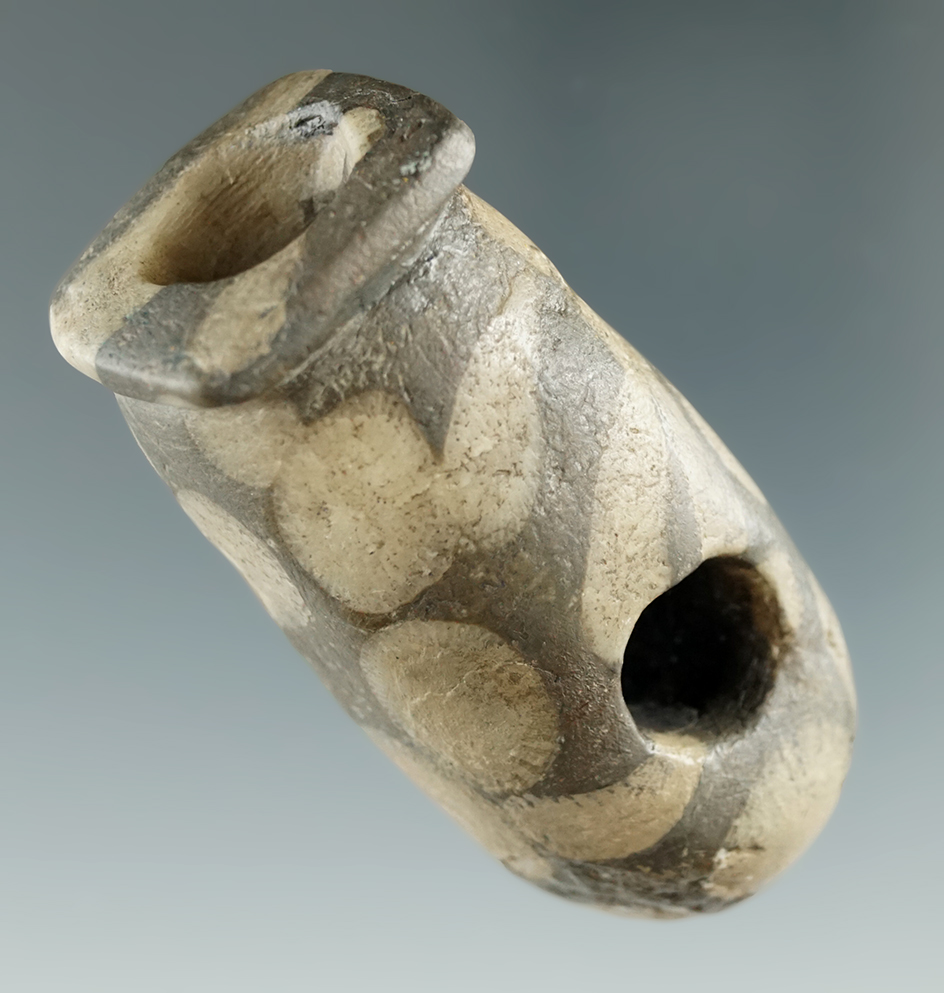 Unique Material!  2 7/16" Vasiform Pipe - lower half restored. Petoskey stone -  Simcoe Co., Ont.