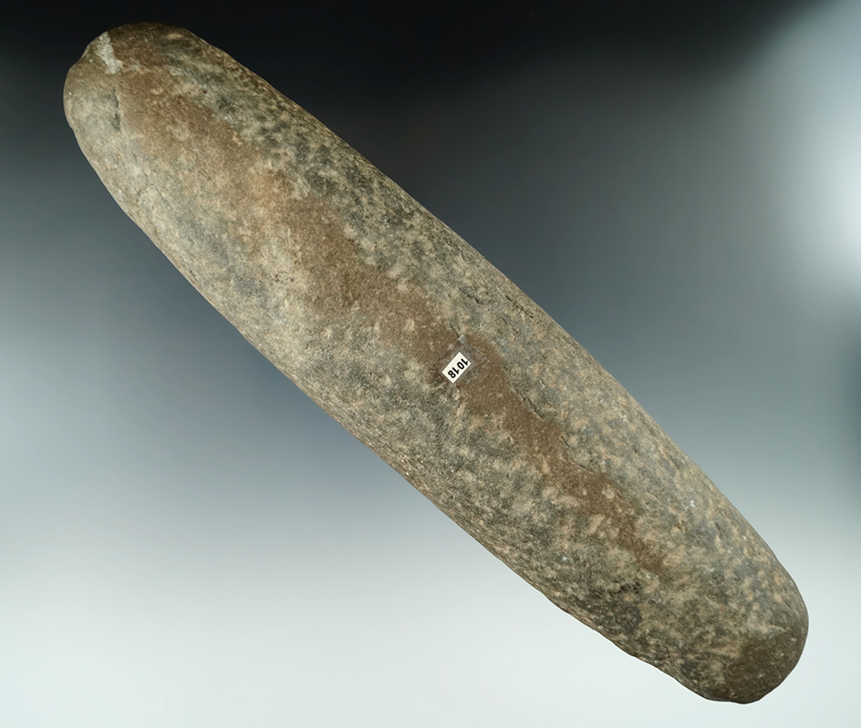 9 15/16" Hardstone Roller Pestle found in Rose Hill, Darke Co., Ohio.  Ex. Dick Putterbaugh.