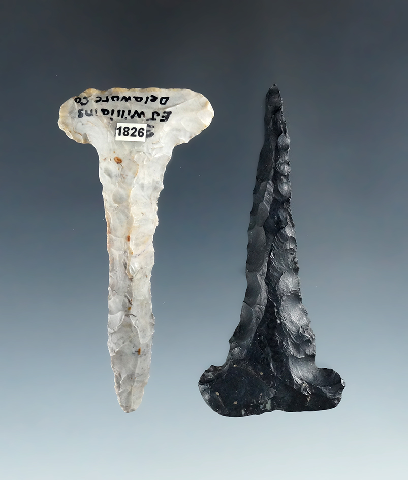 Pair of Flint Drills, including a Black Zaleski Drill found in Union Co., Ohio. Both around 2 11/16"