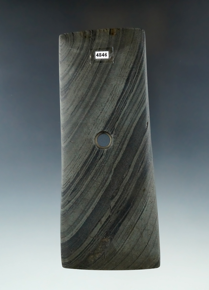 5 1/4" Pendant made from beautifully banded Glacial Slate, found in Washtenaw Co., Michigan.