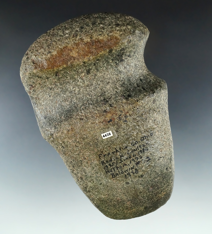 6 1/2" Long 3/4 Groove Axe found in Franklin Co., Ohio. Ex. Redick, Coulter, Baldwin, Hothem.