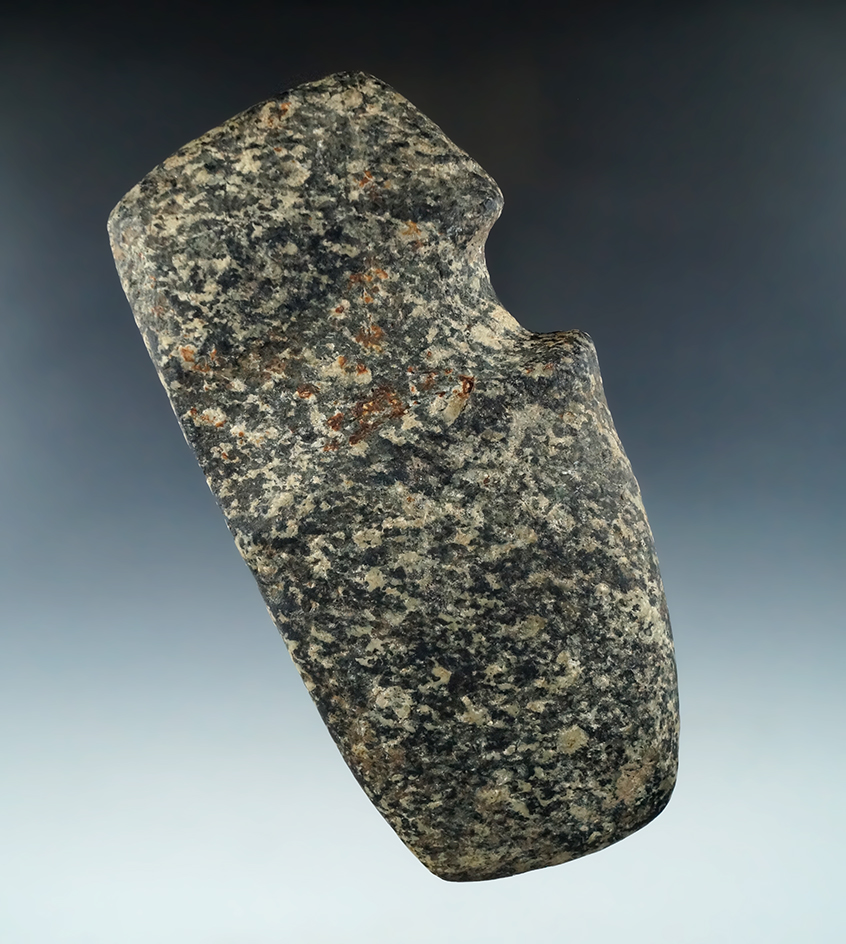 6 1/8" Long 3/4 Groove Axe made from nicely colored black and white Granite, found in Ohio.