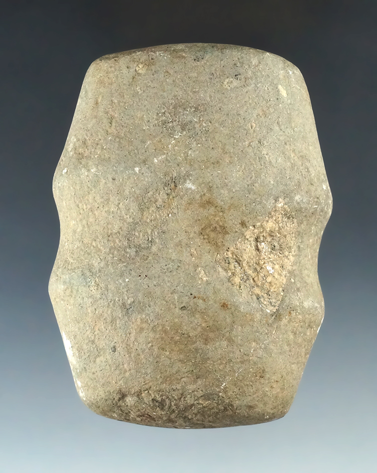 3" Long 3/4 Groove Hammerstone with a nice bottom flute, found in Champaign Co., Ohio.