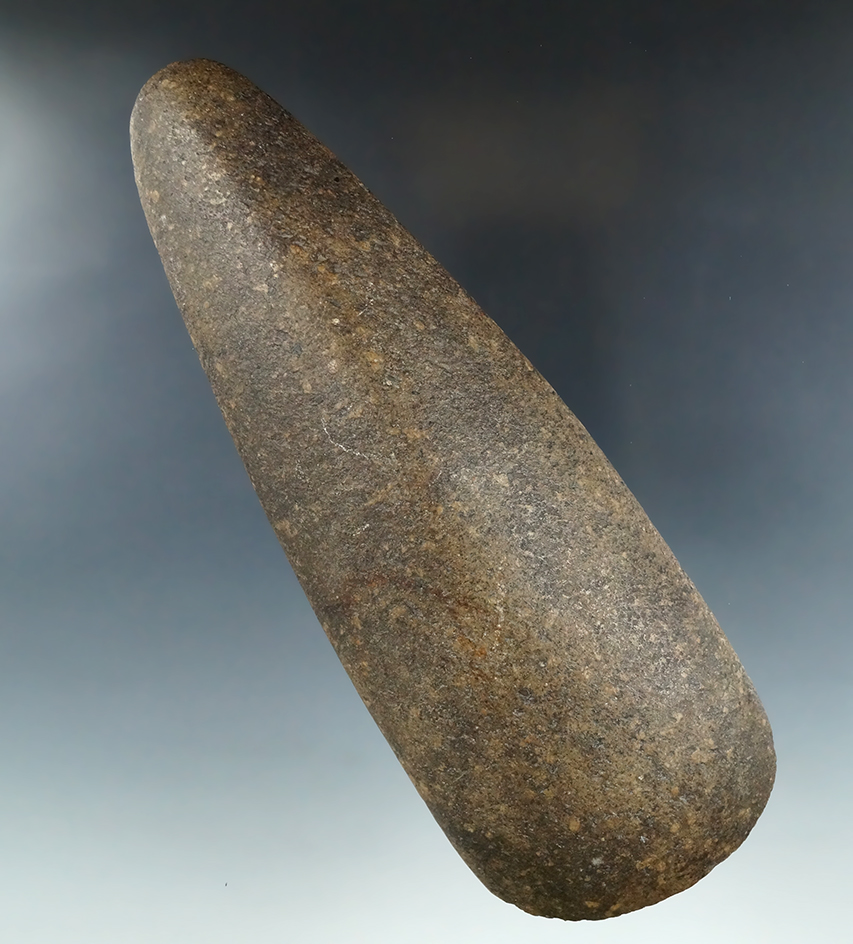 Rare style 7 3/4" Ridged Adze found in Licking Co., Ohio on Mt. Hope Road. Ex. Dutcher, Hothem.